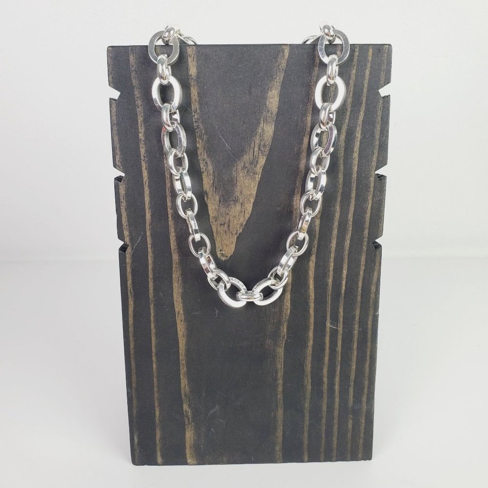 Vintage Y2K 1999 Nine West Rolo Chain Link Lobster Claw Choker Necklace
